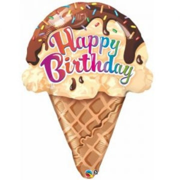 Happy Birthday Ice Cream Shape Foil Balloon