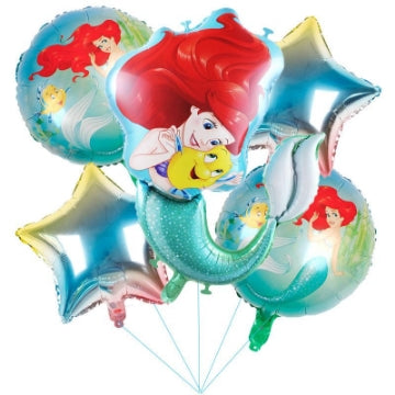 Ariel Little Mermaid Balloon Bouquet 5 Pcs Set