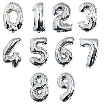 Silver Number Foil Balloon