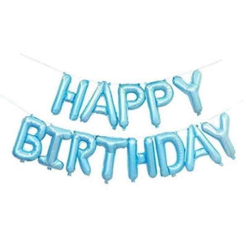 Happy Birthday Sky Blue Phrase Foil Balloon