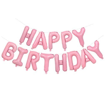 Happy Birthday Light Pink Phrase Foil Balloon