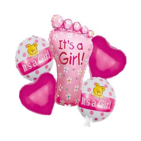 Its A Girl Balloon Bouquet 5pcs